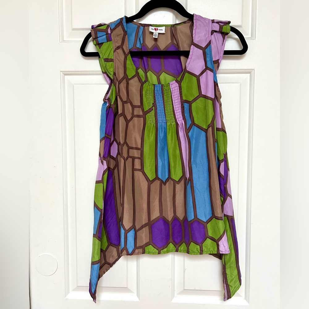 Anthropologie 100% Silk Top Size 2